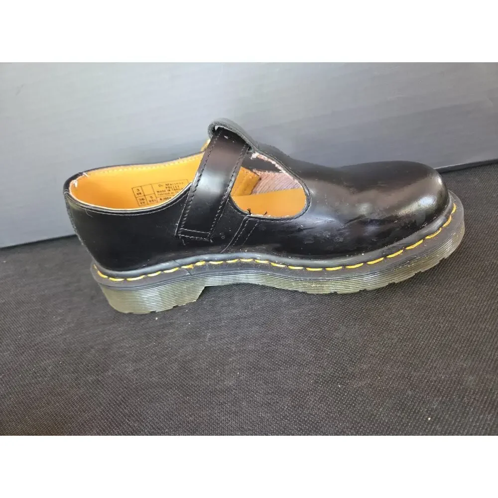Dr. Martens MJ Bex Shoes Black Leather Mary Jane Dress Boots Girls Size 5 US